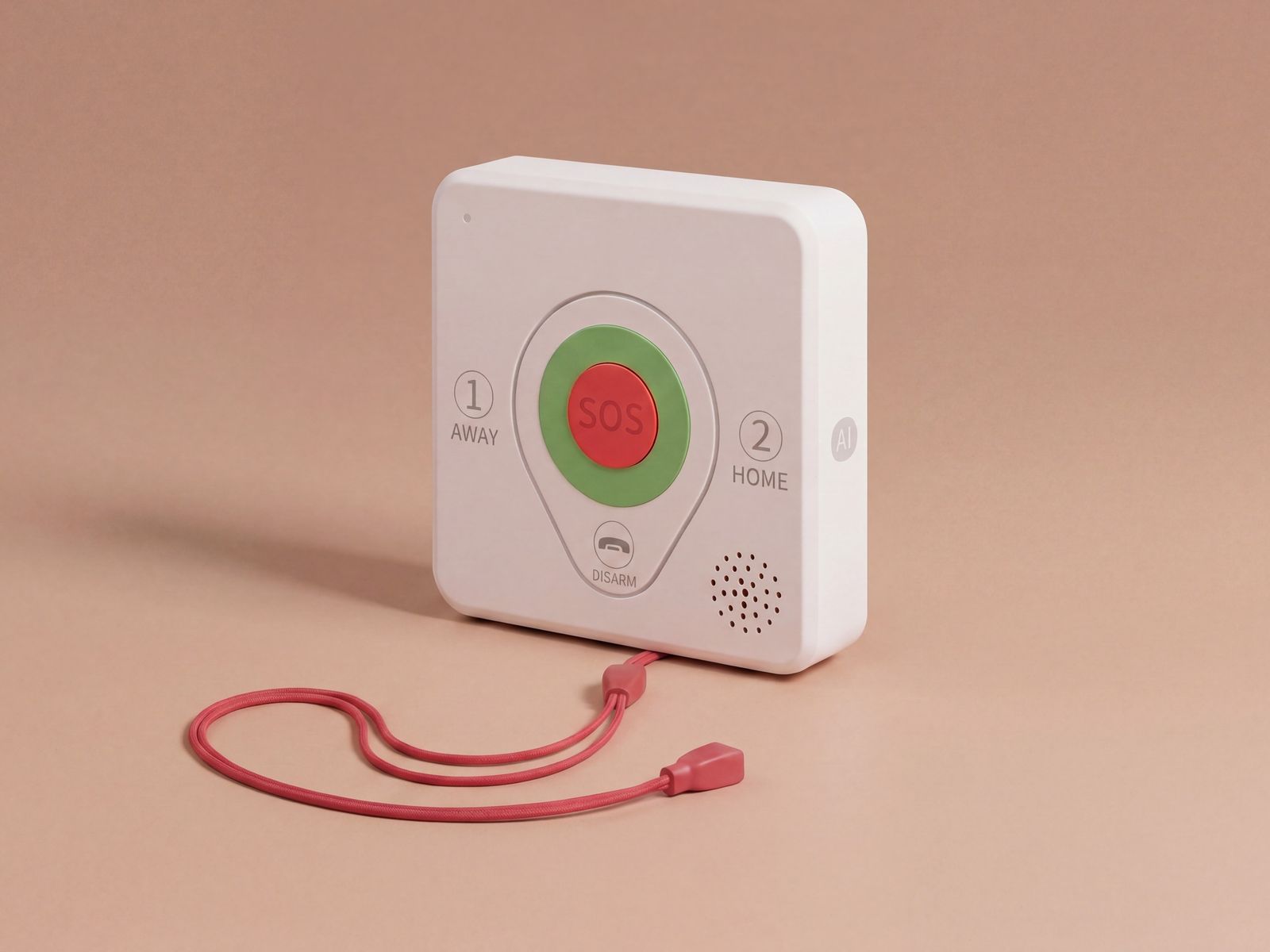 AI voice caller gateway with SOS button and red pull cord